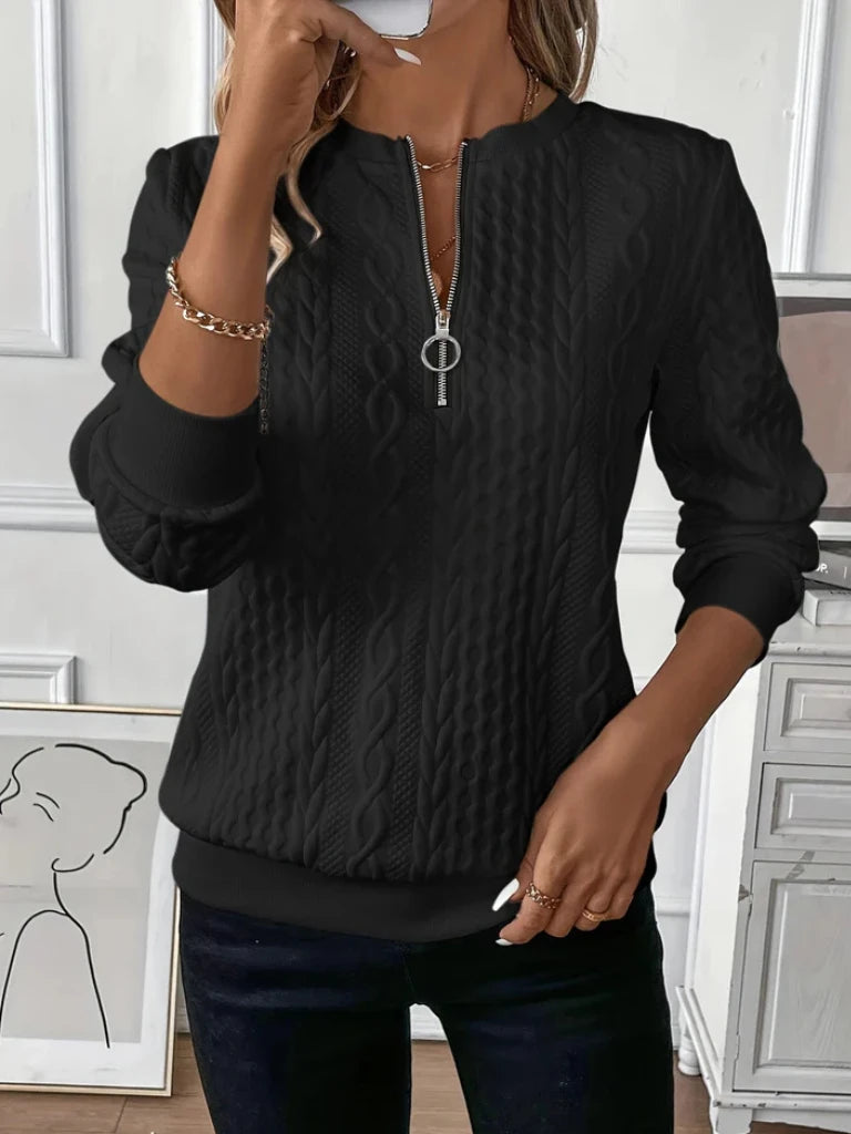Zip Neck Cable Knit Sweater